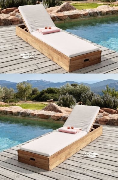 Venior Wooden Chaise Lounge