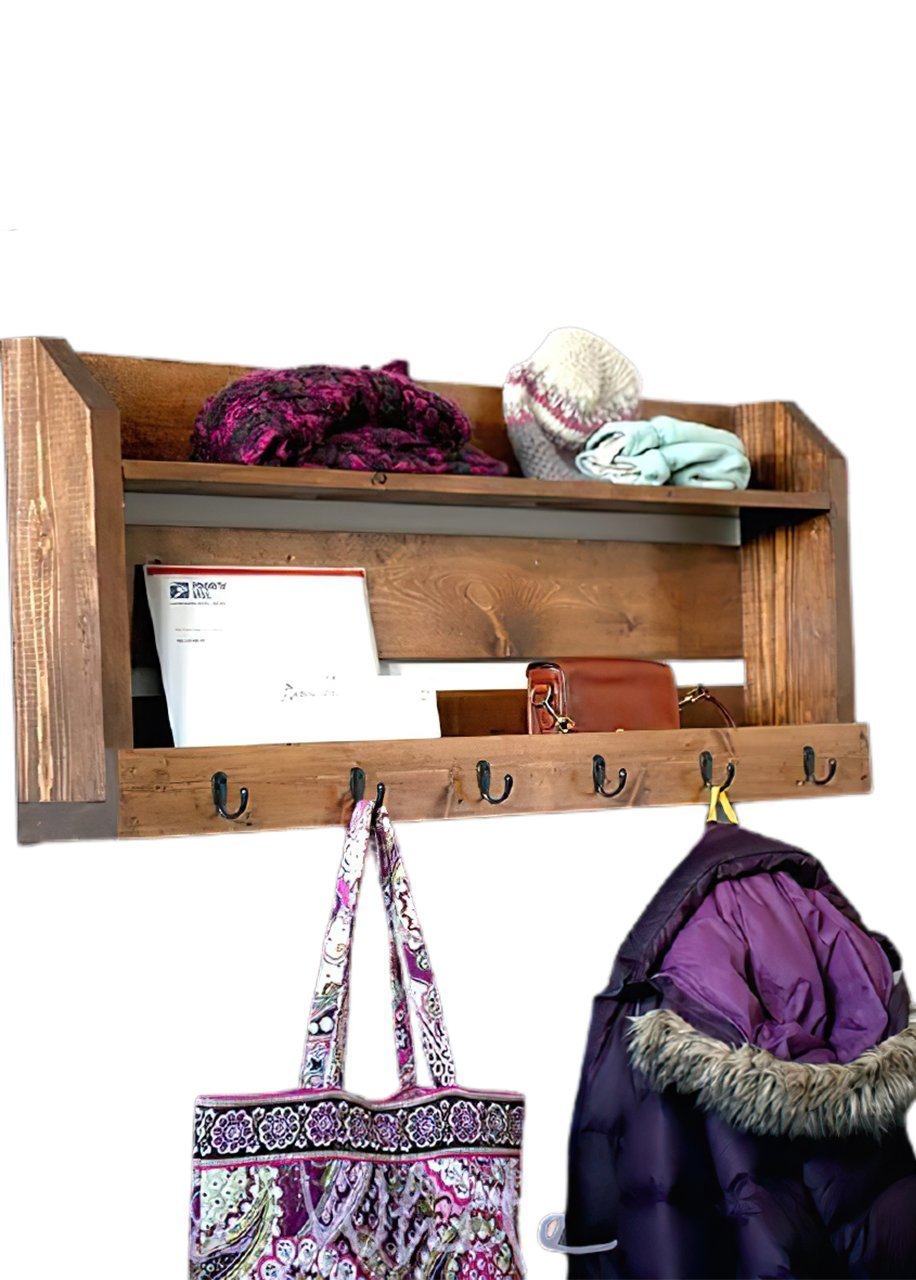 Daphne Ahşap Raflı Duvar Askılığı