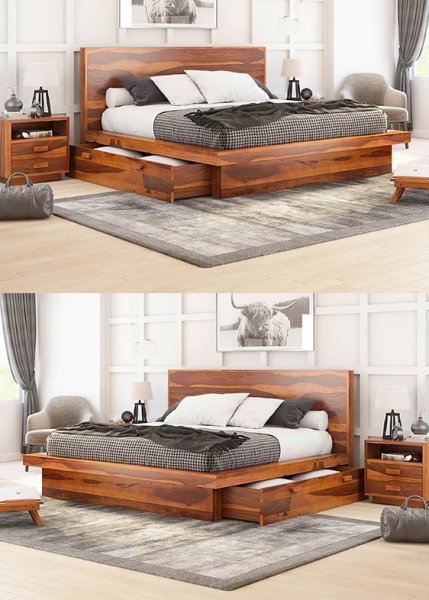 Caroline Ahşap Yatak