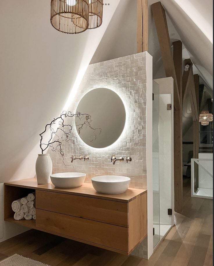 Moon Ahşap Lavabo Dolabı