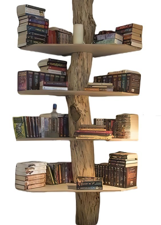 Burl Ahşap Kitaplık