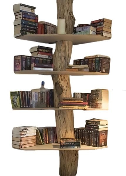 Burl Ahşap Kitaplık