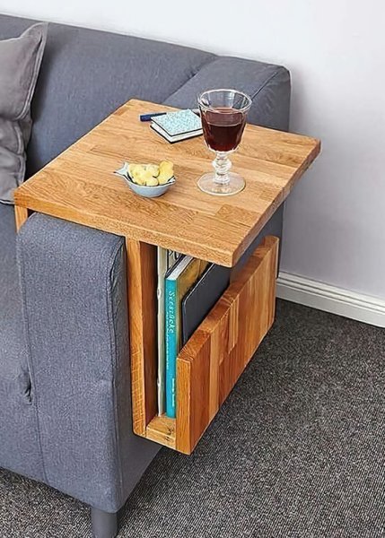 Detery Wooden Sofa Side Table