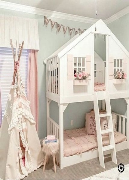 White Wooden Bunk Bed Children's Bed
